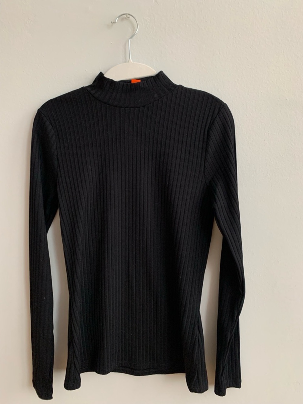 Joe Fresh Black Ribbed Mock-Neck Top